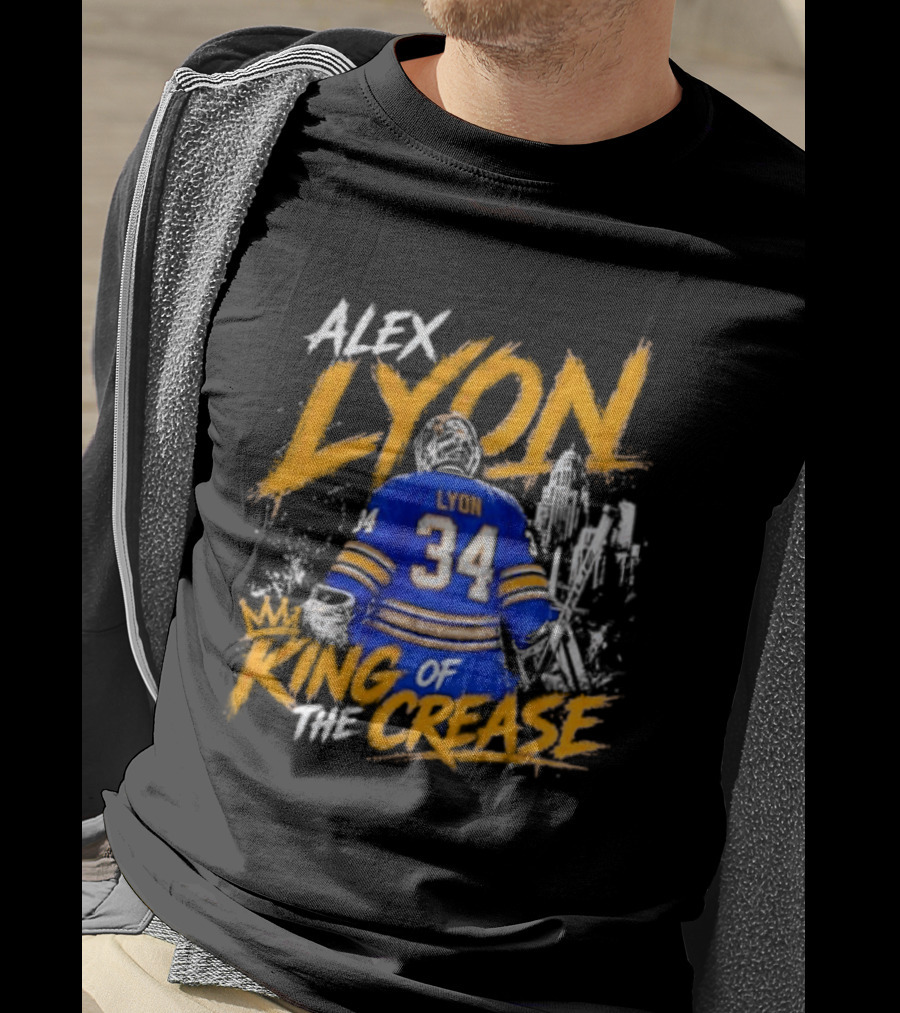 Alex Lyon 34 King Of The Crease Sabres T-Shirt