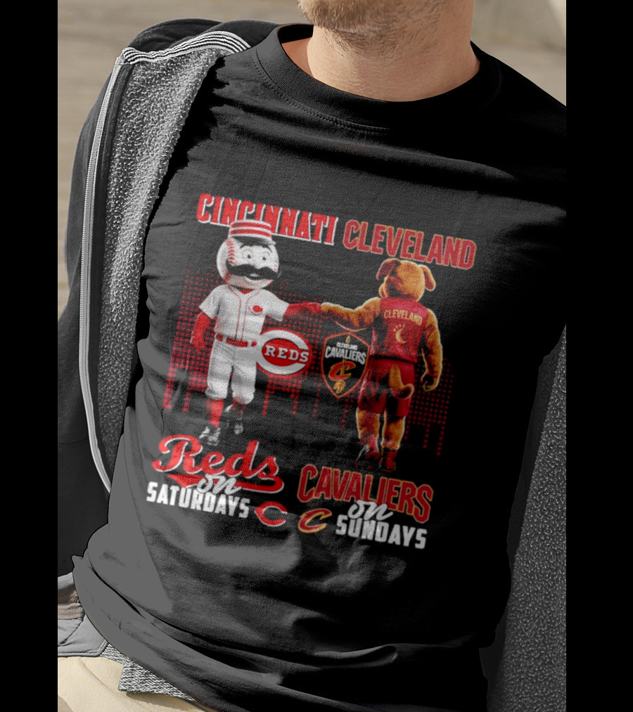 Cincinnati Reds Saturdays Vs Cleveland Cavaliers Sundays Skyline T-Shirt