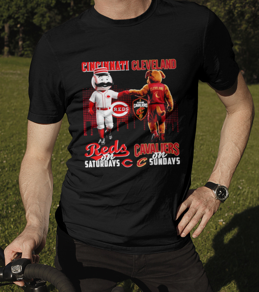 Cincinnati Reds Saturdays Vs Cleveland Cavaliers Sundays Skyline T-Shirt