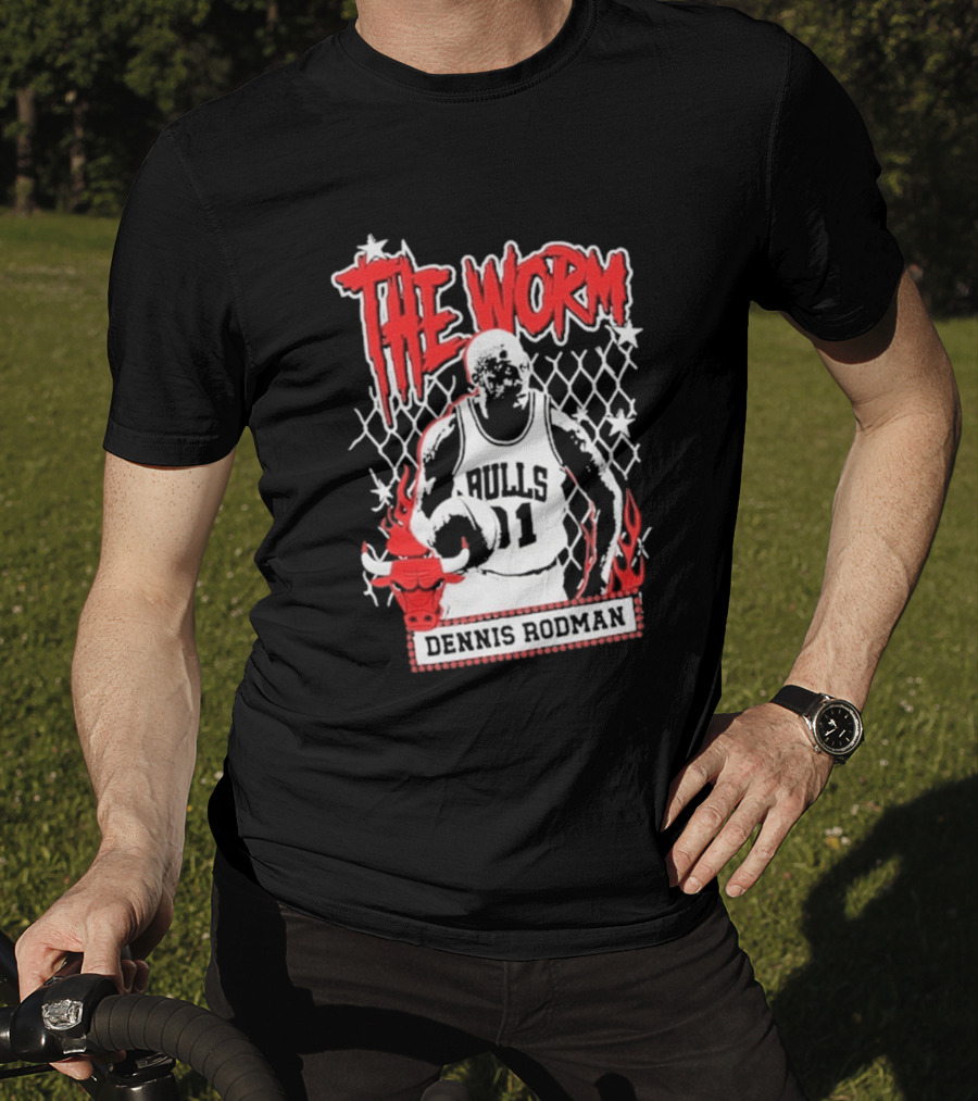 The Worm Dennis Rodman Bulls 91 Mitchell Ness NBA Street Player Chicago T-Shirt