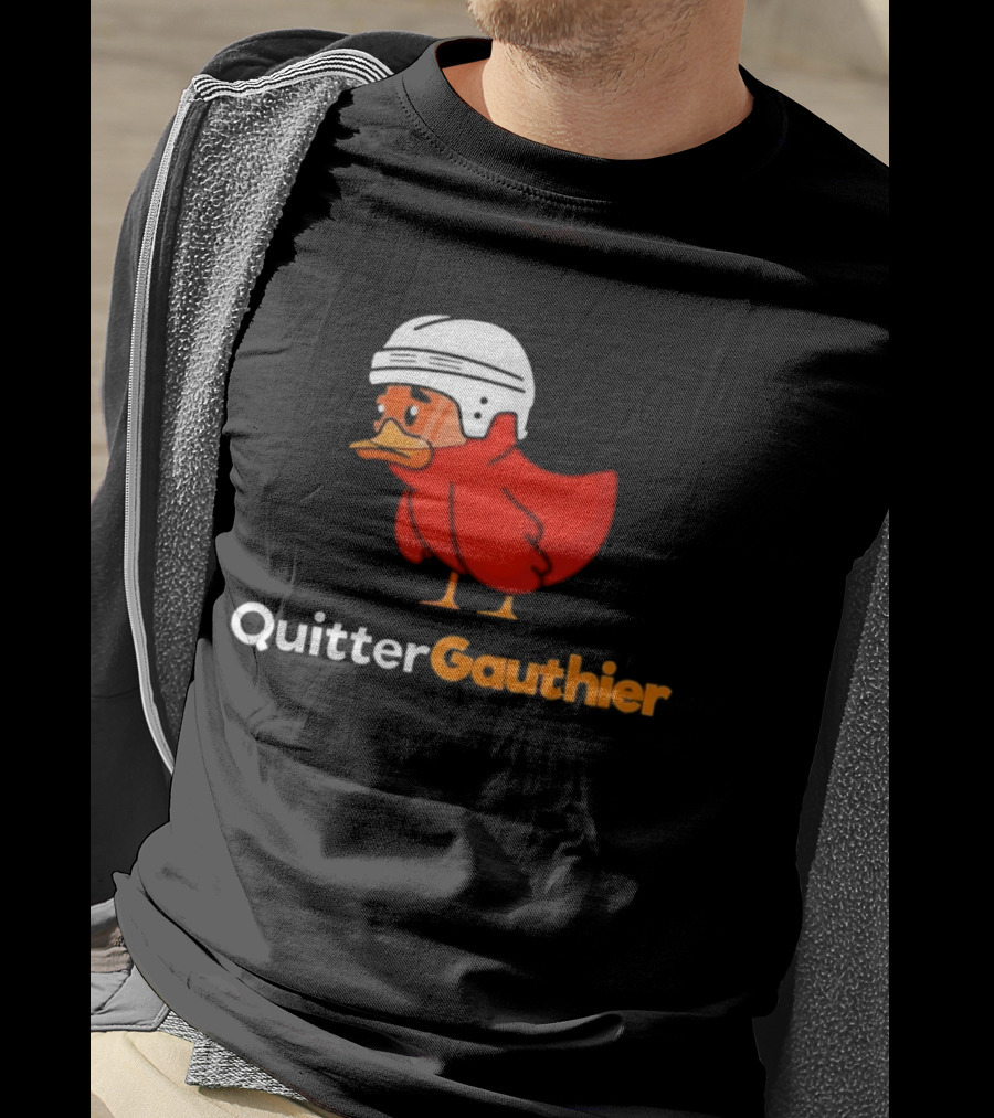 Philadelphia Flyers Quitter Gauthier 2026 NHL Hockey Controversial Helmeted Duck T-Shirt