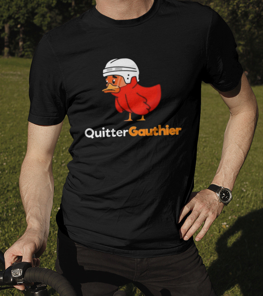 Philadelphia Flyers Quitter Gauthier 2026 NHL Hockey Controversial Helmeted Duck T-Shirt