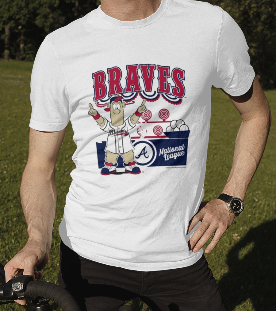 Atlanta Braves Mitchell & Ness Cream Step Back Up Cartoon Character National League T-Shirt