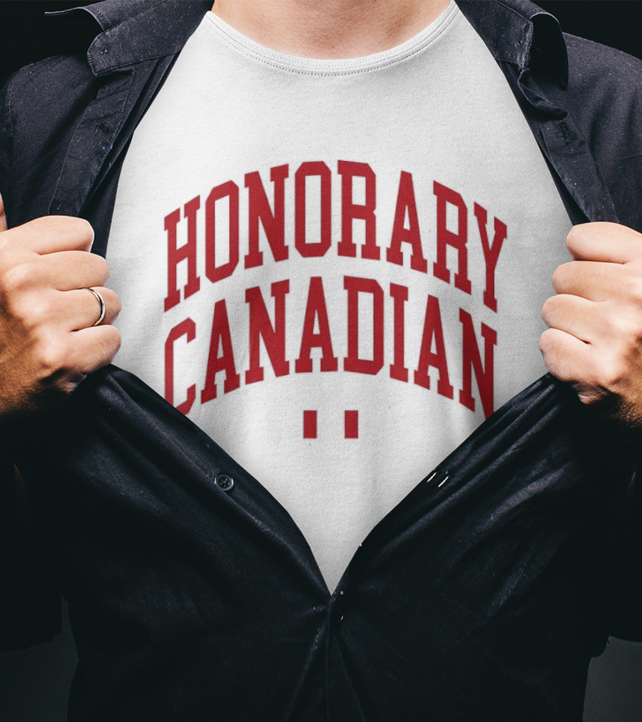 Honorary Canadian Text In Red Bold Font T-Shirt