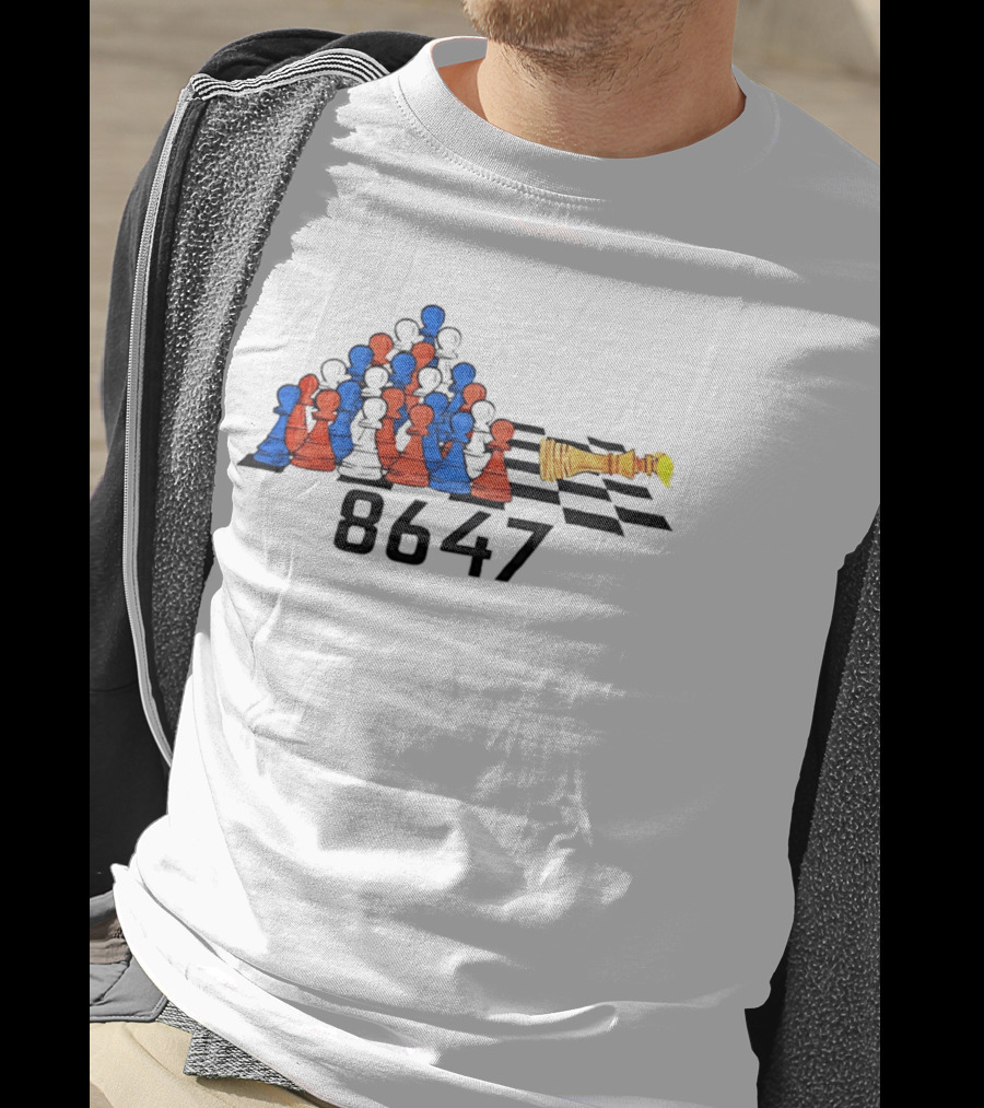 Chess 86 47 With Red And Blue Pawns On Checkered Board T-Shirt