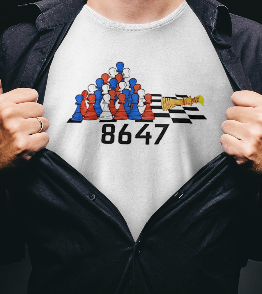 Chess 86 47 With Red And Blue Pawns On Checkered Board T-Shirt