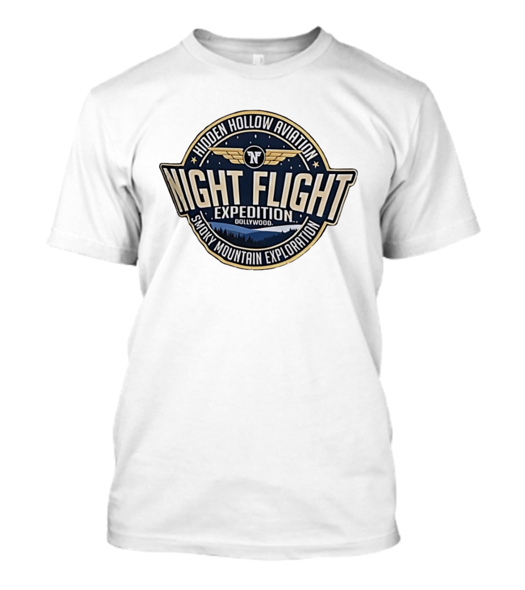 Hidden Hollow Aviation Night Flight Expedition Dollywood Smoky Mountain Exploration T-Shirt