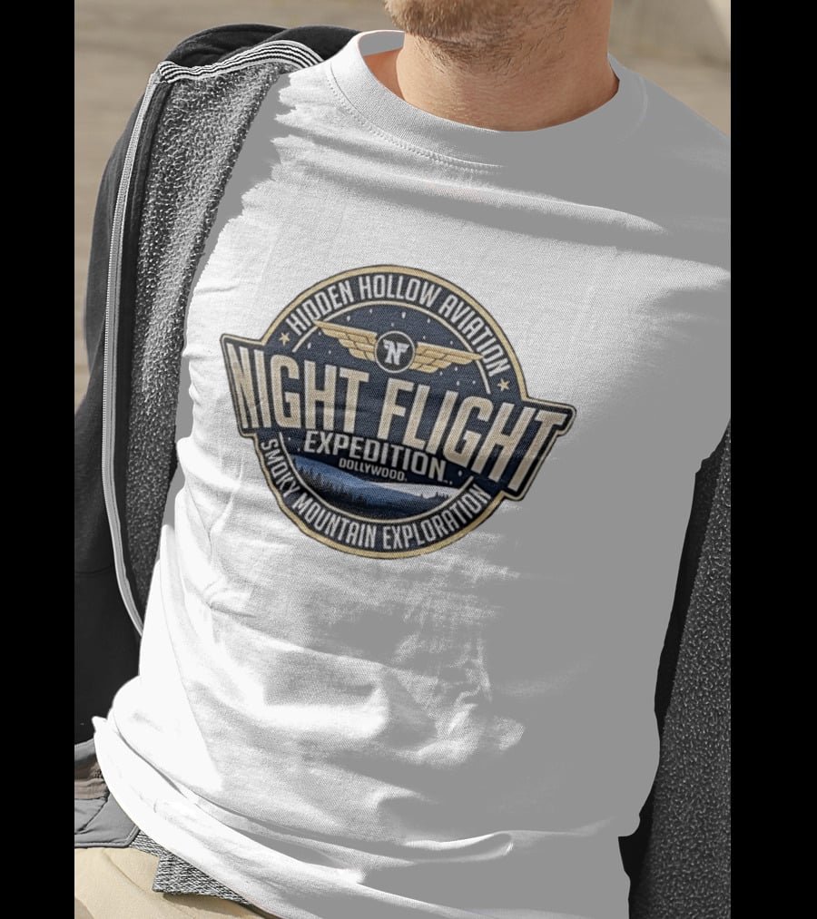 Hidden Hollow Aviation Night Flight Expedition Dollywood Smoky Mountain Exploration T-Shirt