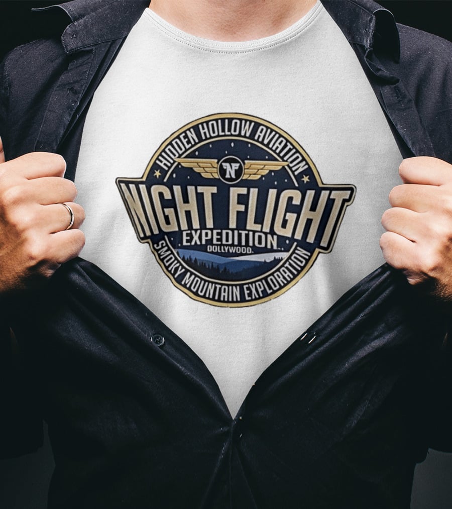 Hidden Hollow Aviation Night Flight Expedition Dollywood Smoky Mountain Exploration T-Shirt