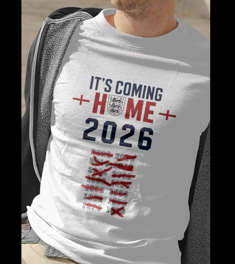 England Football It's Coming Home 2026 Soccer Fan Countdown T-Shirt