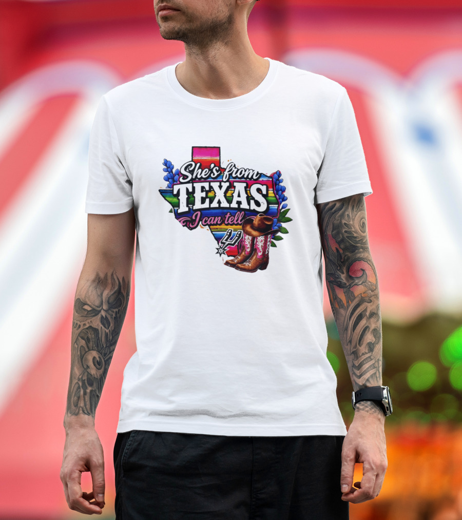 Ella Langley She's From Texas I Can Tell Cowboy Boots And Colorful Map T-Shirt
