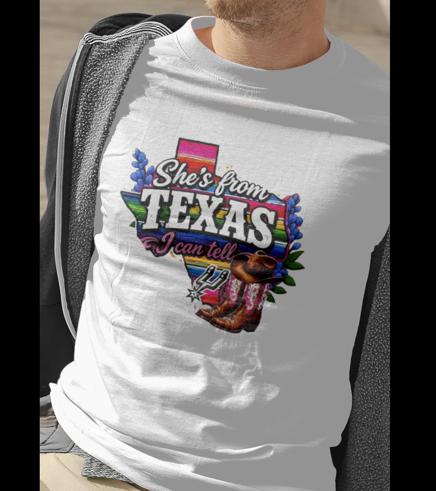 Ella Langley She's From Texas I Can Tell Cowboy Boots And Colorful Map T-Shirt