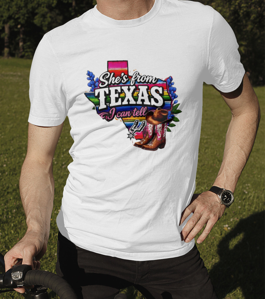 Ella Langley She's From Texas I Can Tell Cowboy Boots And Colorful Map T-Shirt