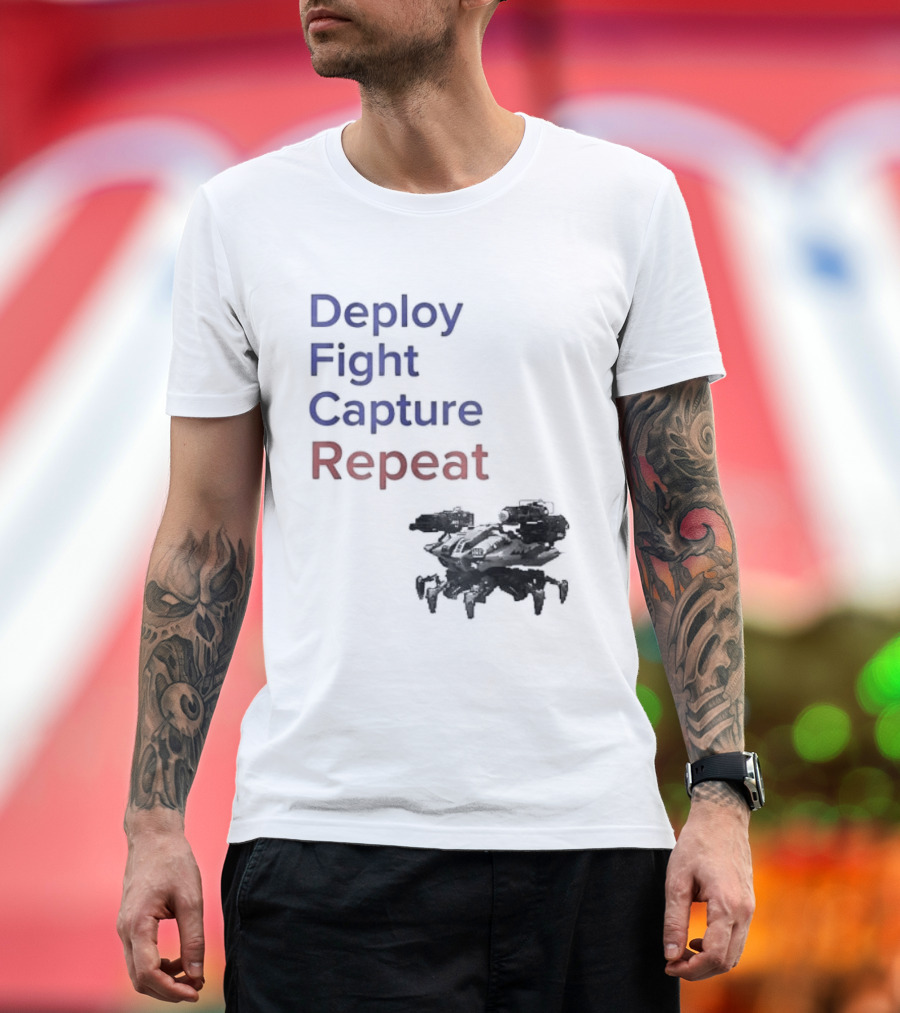 War Robots Deploy Fight Capture Repeat Strategy Gameplay T-Shirt