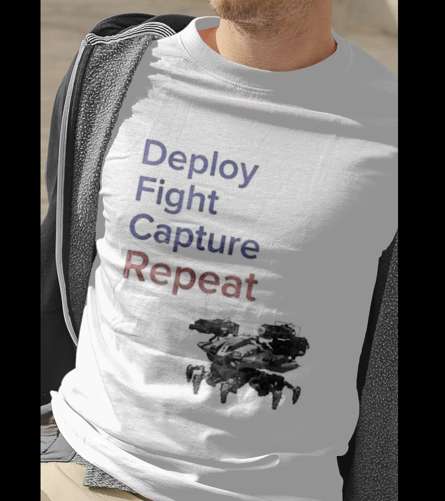 War Robots Deploy Fight Capture Repeat Strategy Gameplay T-Shirt