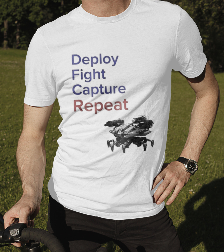 War Robots Deploy Fight Capture Repeat Strategy Gameplay T-Shirt