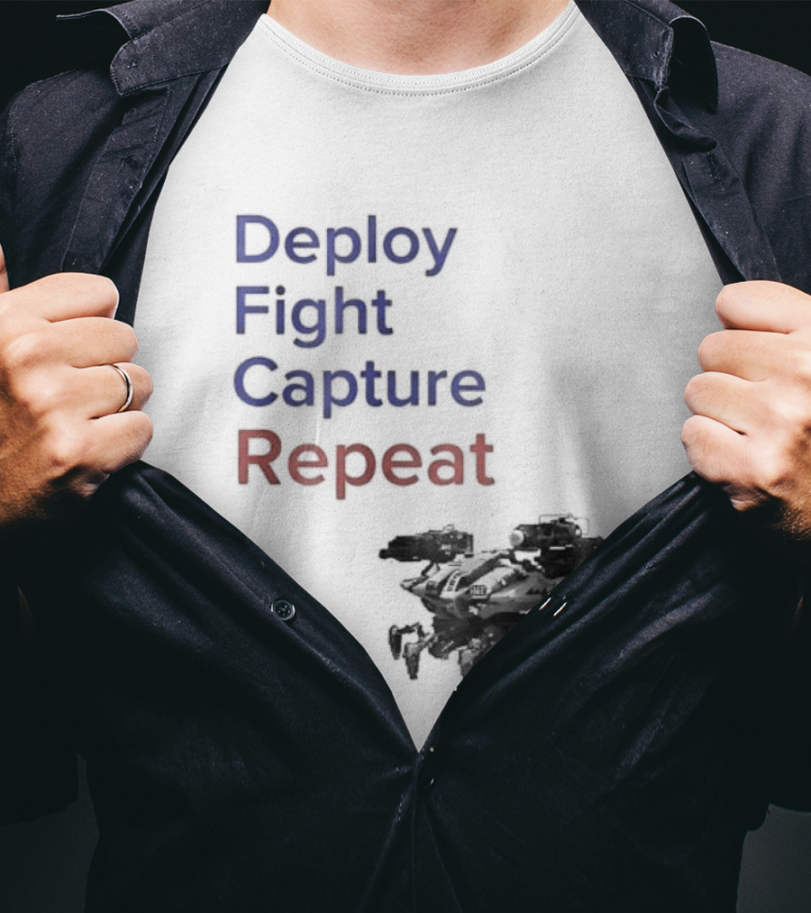 War Robots Deploy Fight Capture Repeat Strategy Gameplay T-Shirt