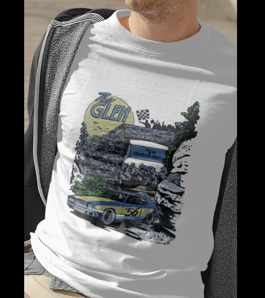 The Glen Watkins Glen International Checkered Flag Racecar 56 Archway Scenic T-Shirt