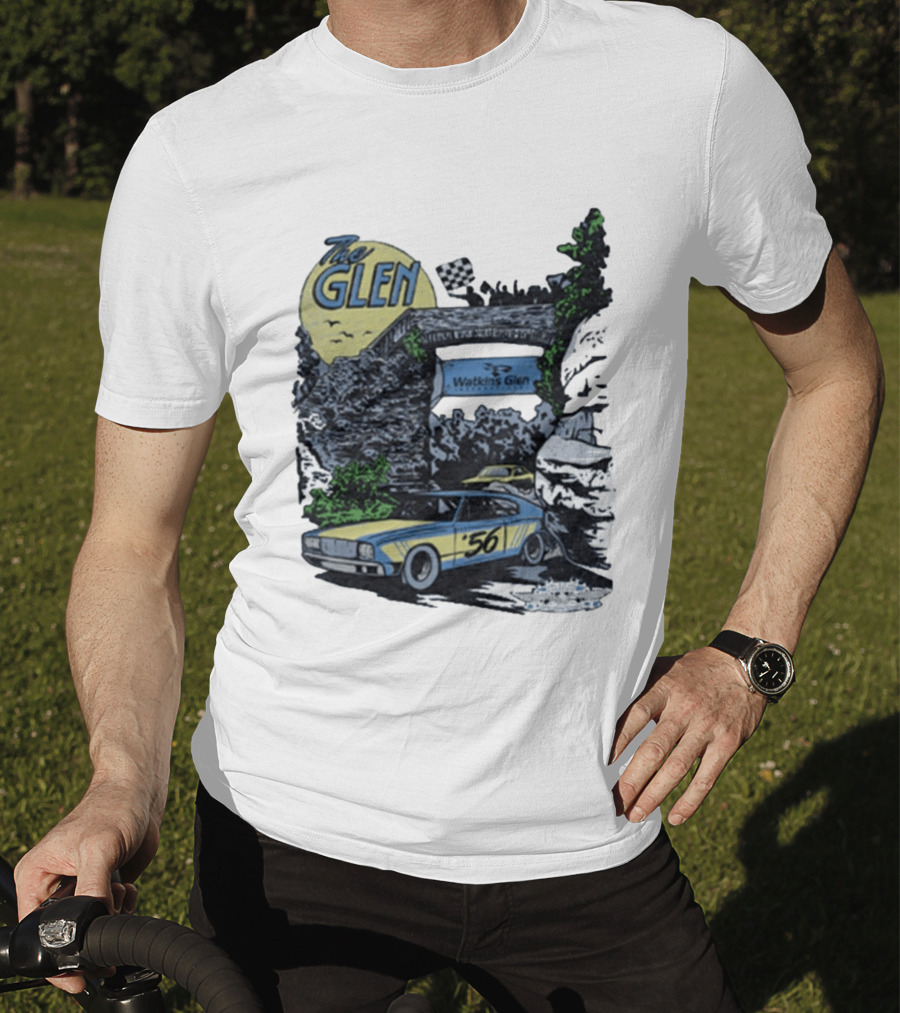 The Glen Watkins Glen International Checkered Flag Racecar 56 Archway Scenic T-Shirt