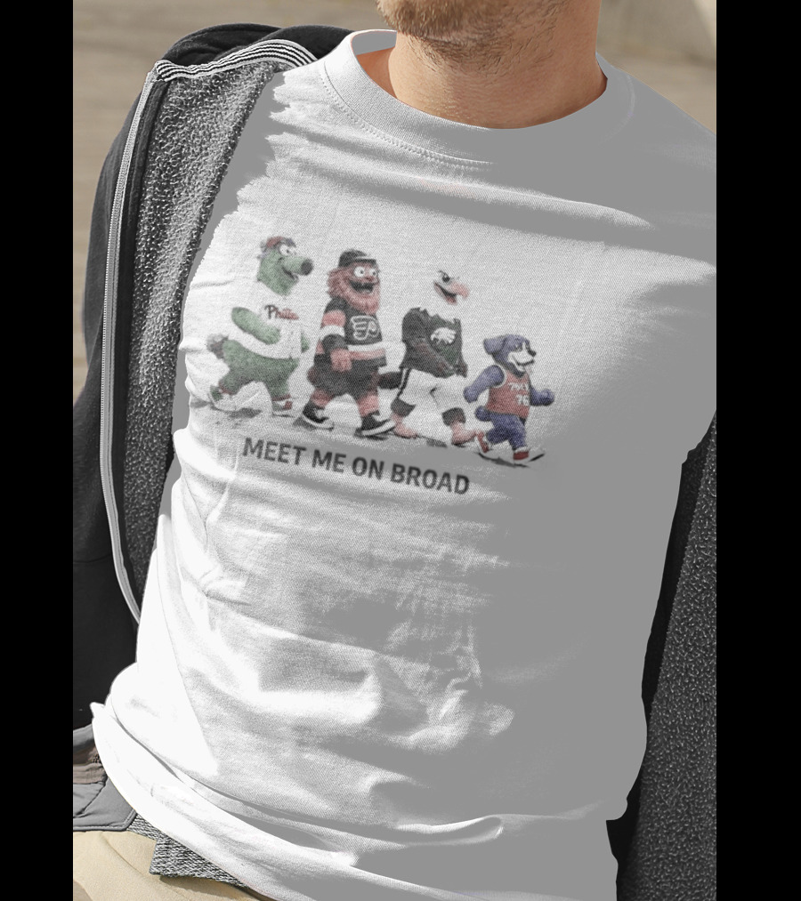 Philadelphia Sports Mascots Abbey Road Meet Me On Broad T-Shirt