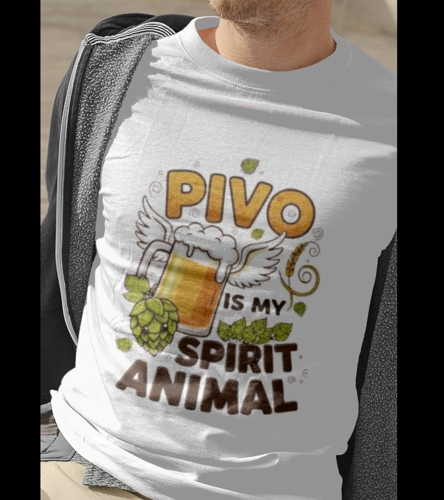 Pivo Is My Spirit Animal Beer Lover Hops Wheat Wings T-Shirt