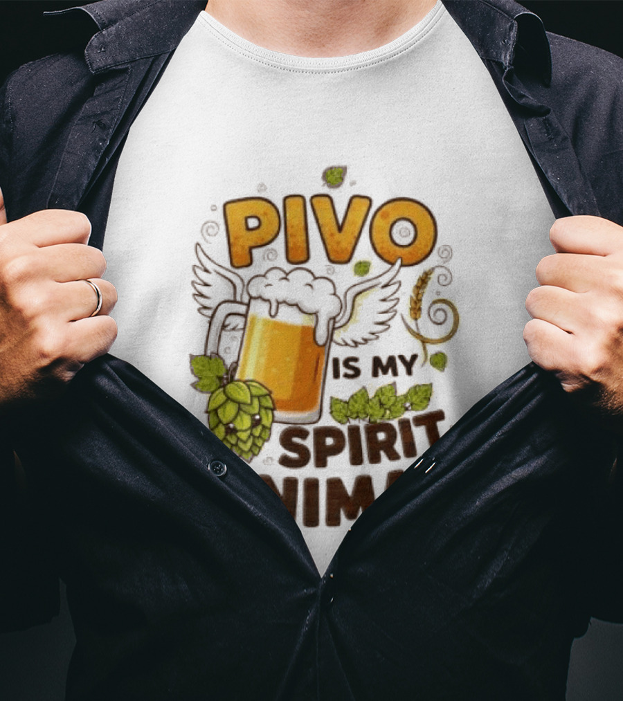 Pivo Is My Spirit Animal Beer Lover Hops Wheat Wings T-Shirt