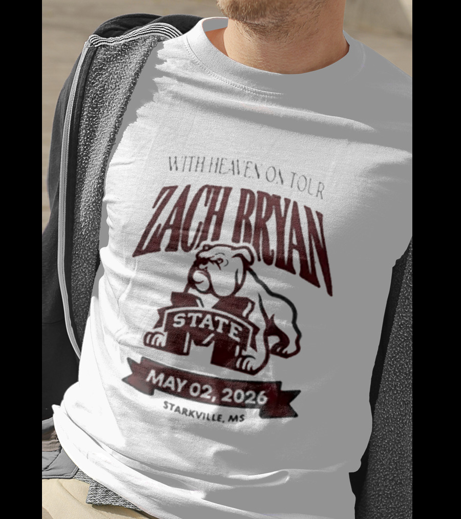Zach Bryan With Heaven On Tour 2026 Mississippi State May 02 Starkville MS T-Shirt