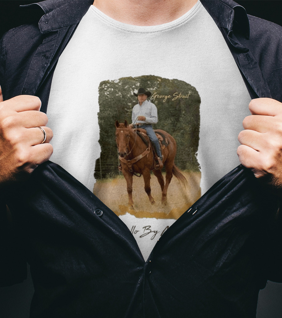 George Strait Riding Horse In Rustic Landscape One Night Only T-Shirt