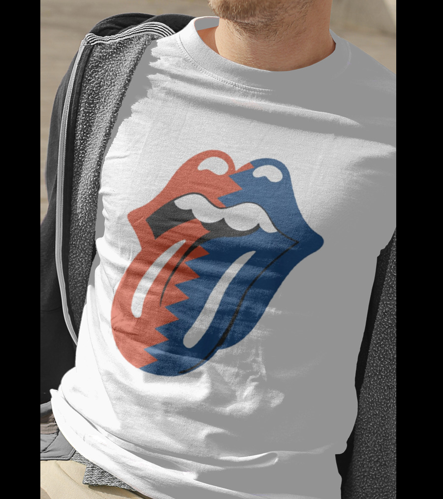 Rolling Stones Big Mouth Tongue Rare Red Blue Contrast T-Shirt