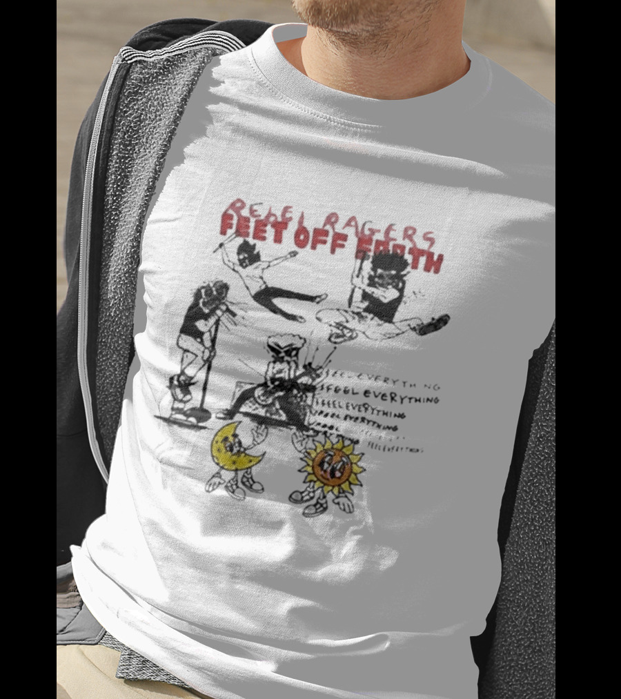 Rebel Ragers Feet Of Earth Tour Kid Cudi 2026 Concept Art Moon Sun Characters T-Shirt