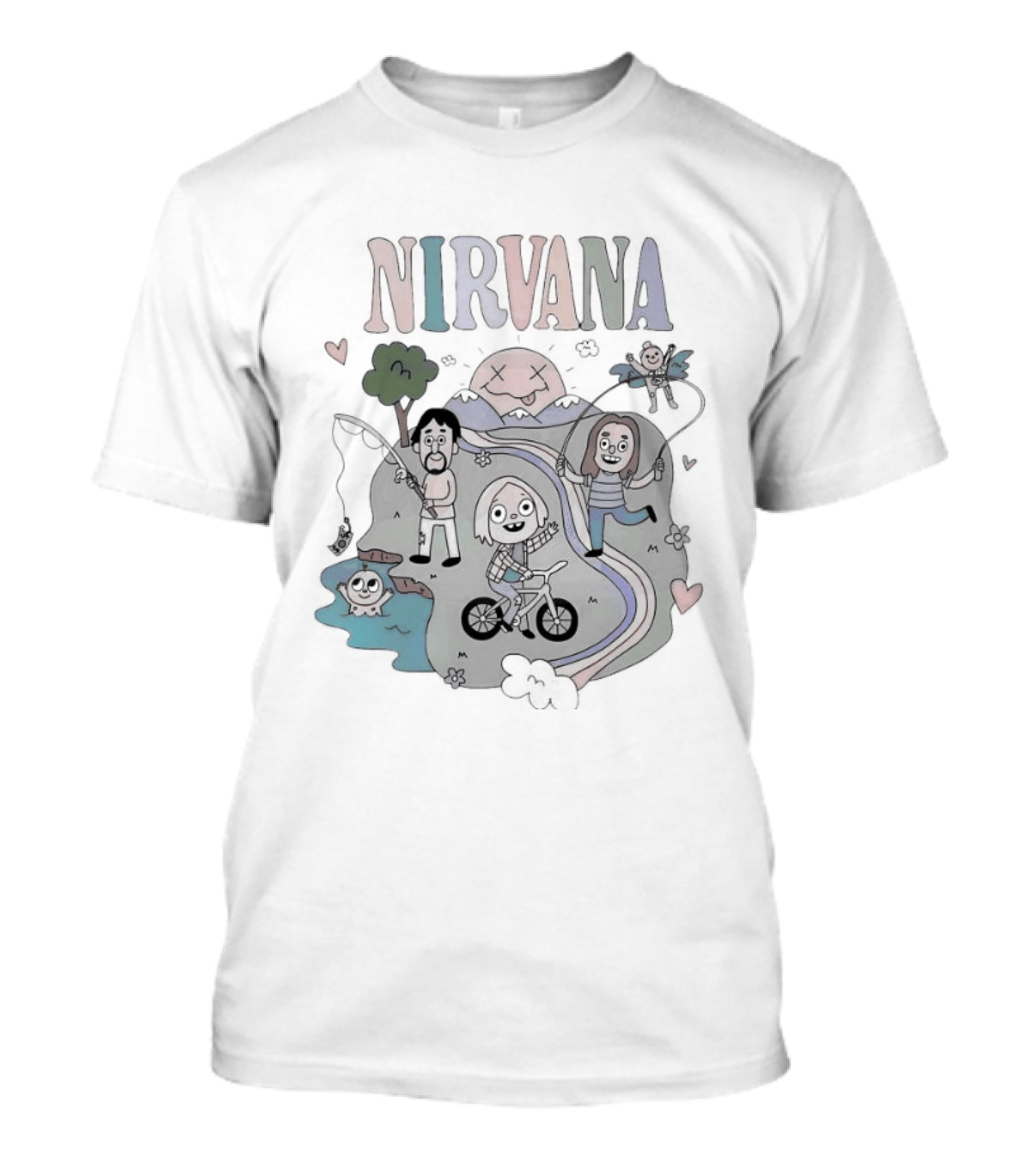 Lorful Nirvana Colorful Childlike Scene With Trees And Hearts T-Shirt