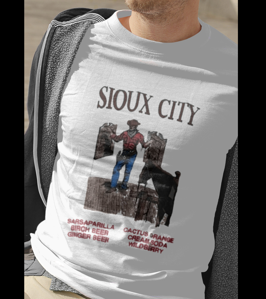 Sioux City Sarsaparilla Birch Beer Ginger Beer Cactus Orange Cream Cola Wildberry Cowboy Saloon Scene T-Shirt