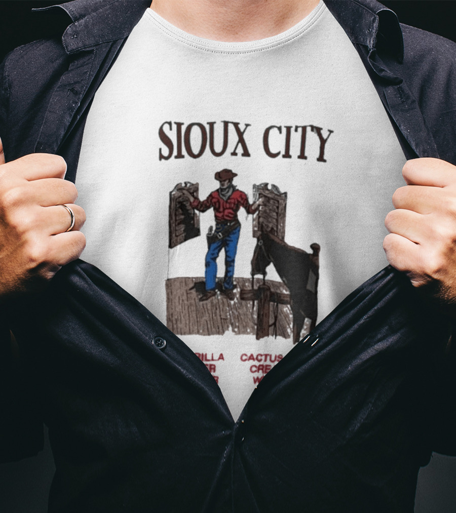 Sioux City Sarsaparilla Birch Beer Ginger Beer Cactus Orange Cream Cola Wildberry Cowboy Saloon Scene T-Shirt