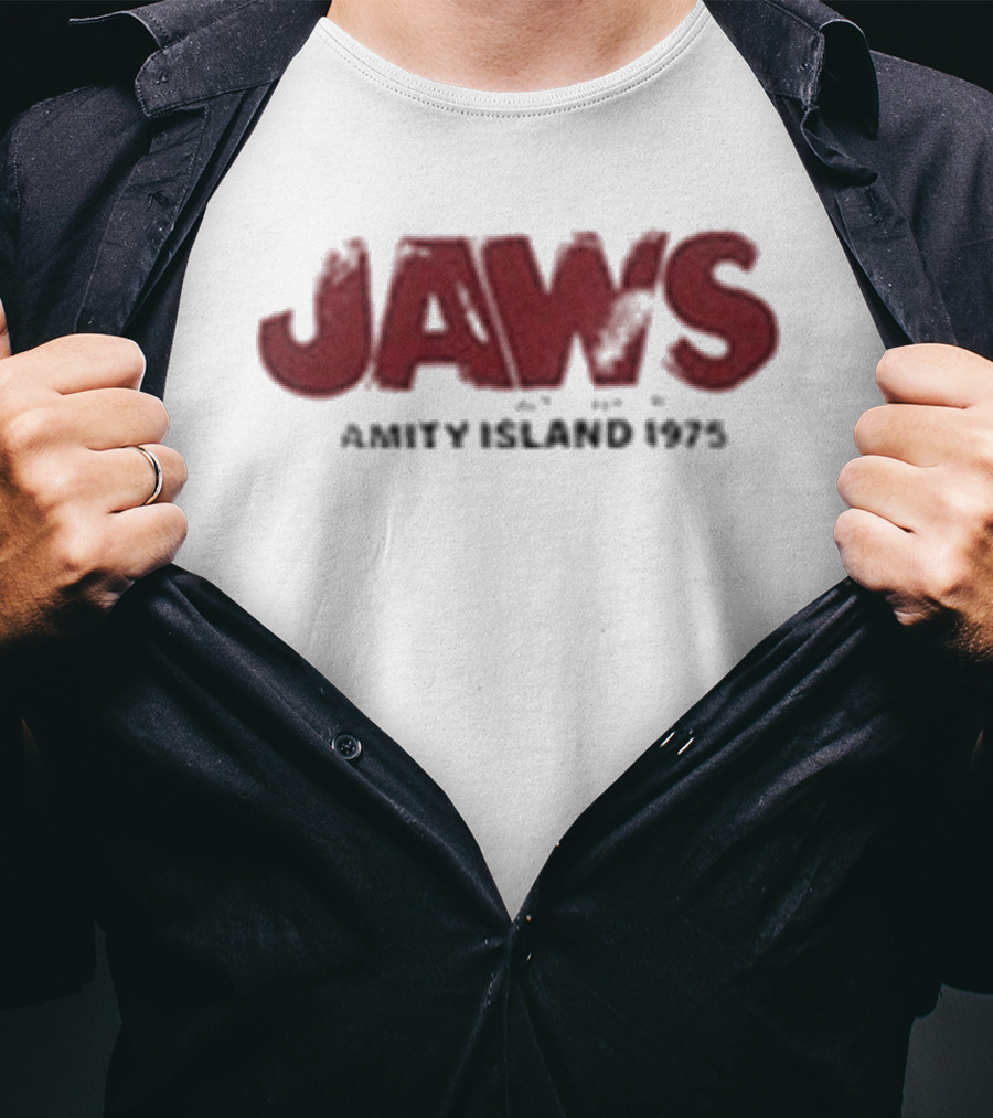 Jaws Amity Island 1975 Surdimensionné Imprimé T-Shirt