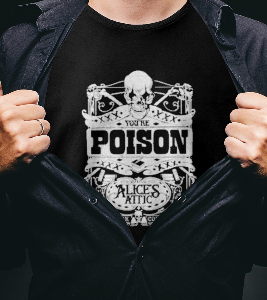 Alice Cooper Poison Attic Skull Motif T-Shirt
