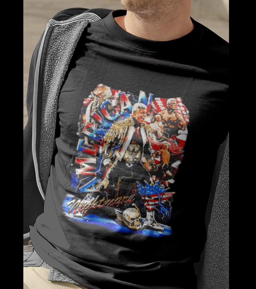 American Nightmare Cody Rhodes Wrestling Star Red White Blue Skull Jacket T-Shirt