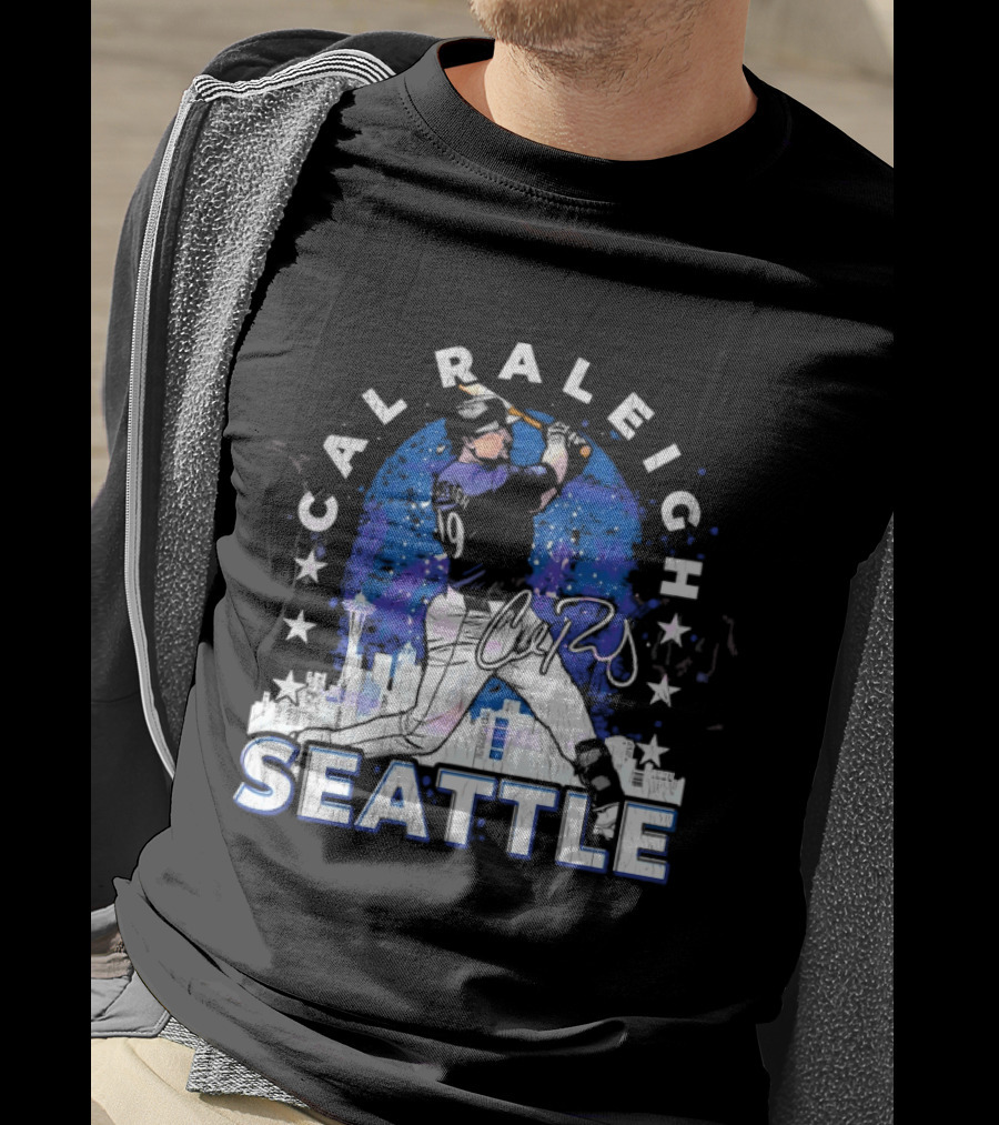 Cal Raleigh Seattle Baseball Skyline Stars T-Shirt
