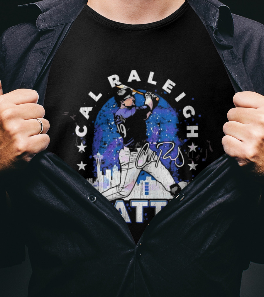 Cal Raleigh Seattle Baseball Skyline Stars T-Shirt