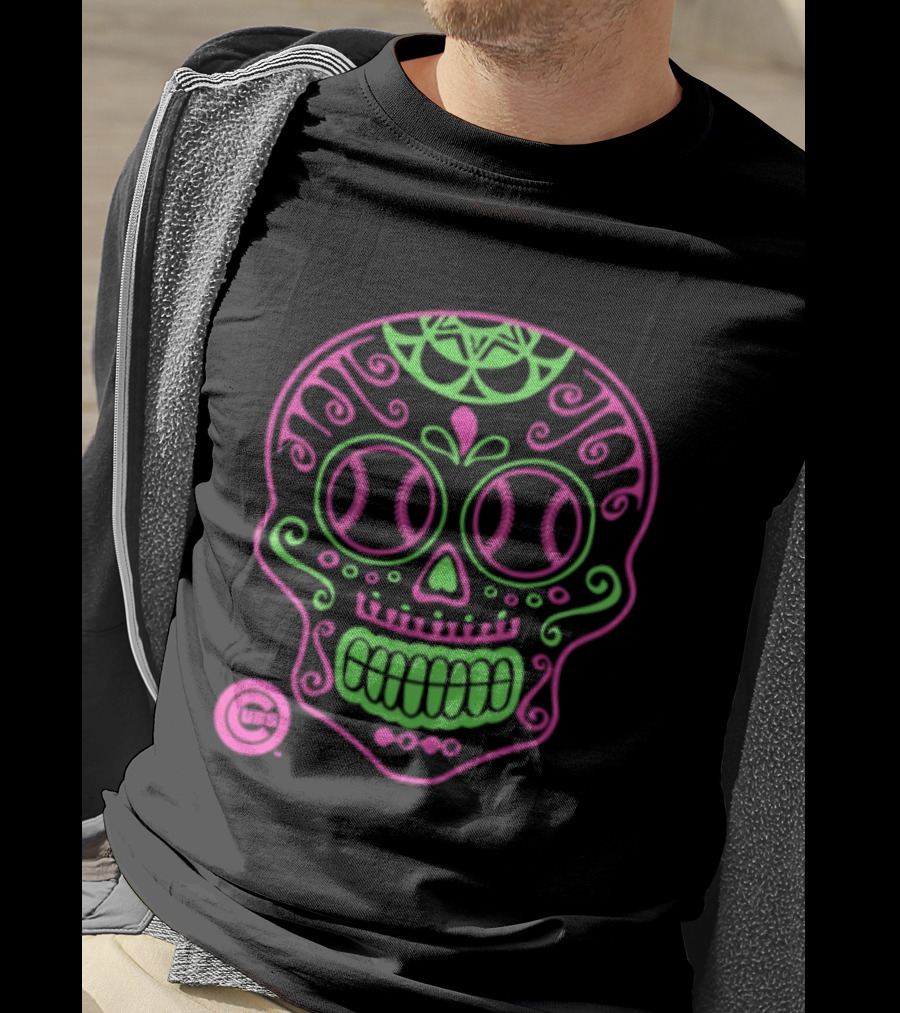Chicago Cubs Sugar Skull 2026 Pink And Green Baseball T-Shirt