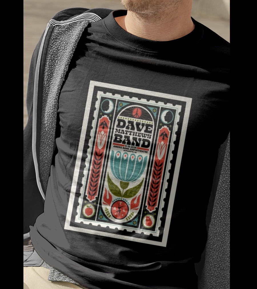 Dave Matthews Band 5 15 2026 Ameris Bank Amphitheatre Alpharetta GA Peace Symbol Floral T-Shirt