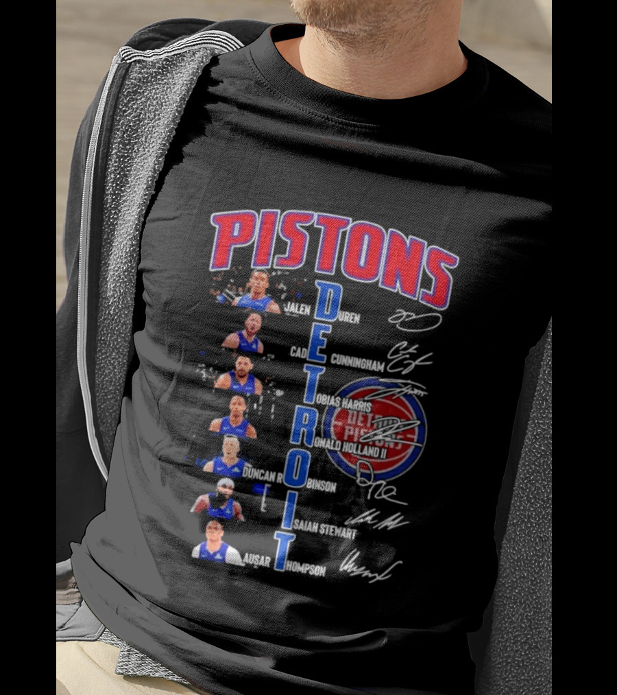 Detroit Pistons Jalen Duren Cade Cunningham Bojan Bogdanovic Isaiah Stewart Jaden Ivey Ausar Thompson Signatures T-Shirt