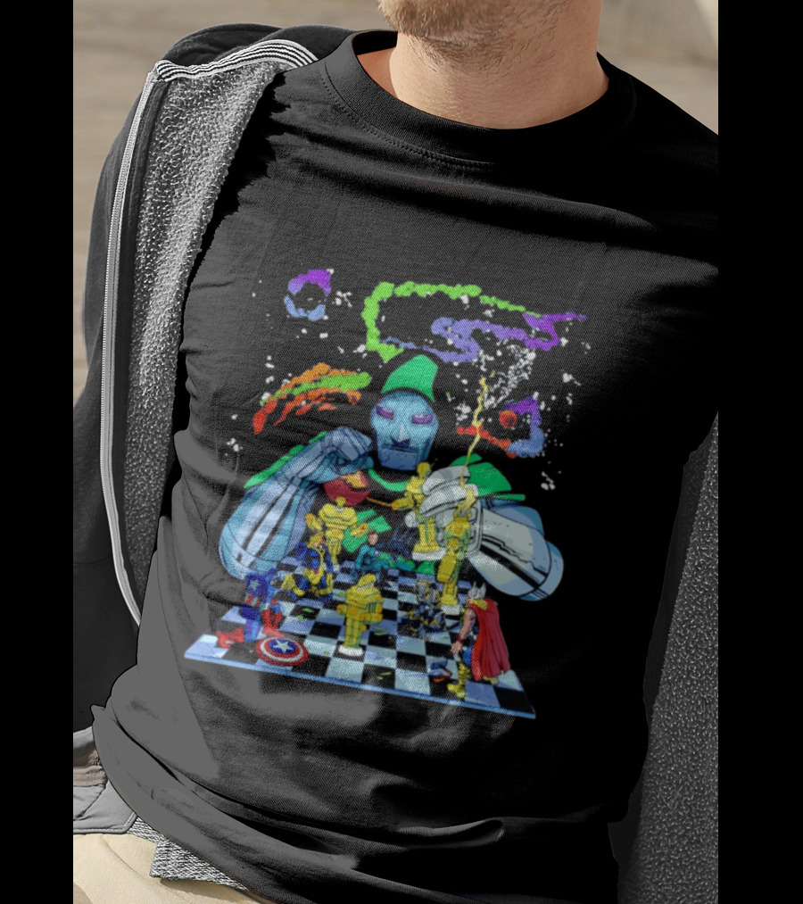 Doctor Doom Strategic Chess Battle With Marvel Heroes T-Shirt