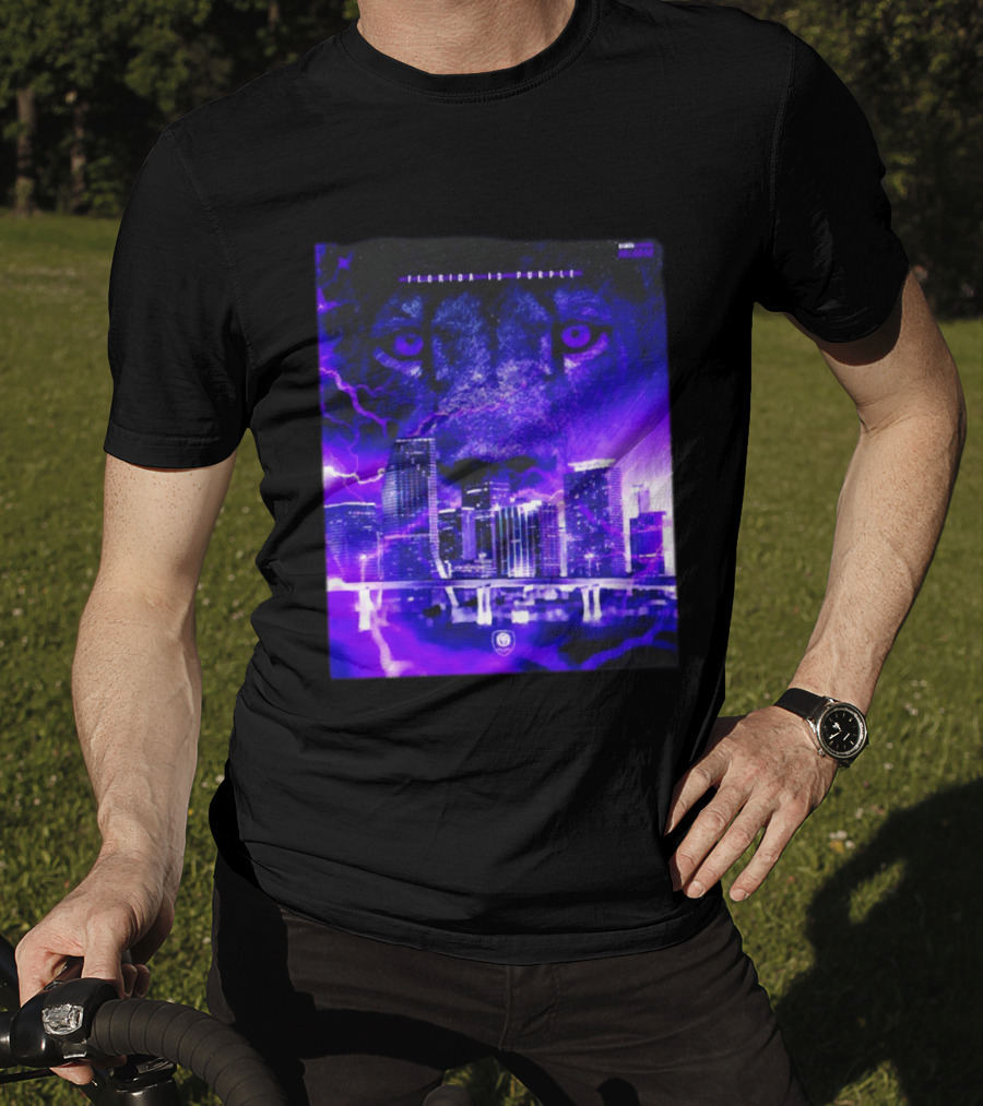Florida Is Purple Orlando City SC Lion City Skyline Lightning T-Shirt