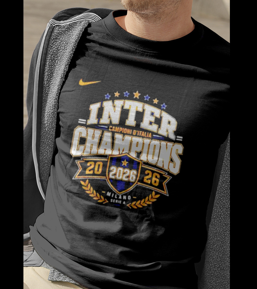 Inter Champions Campioni D'Italia 2026 Nike Serie A Milano T-Shirt