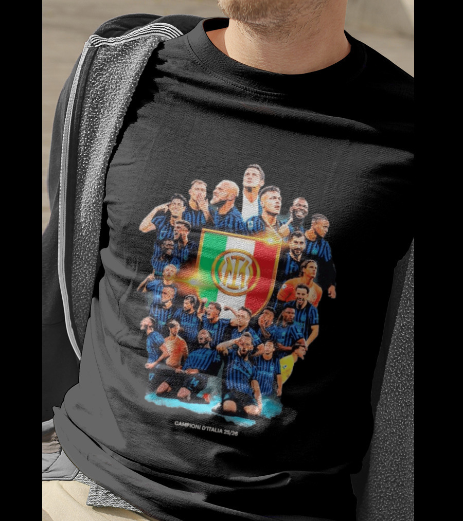 Inter Milan FC 2025 2026 Campioni D'Italia Celebration Squad T-Shirt