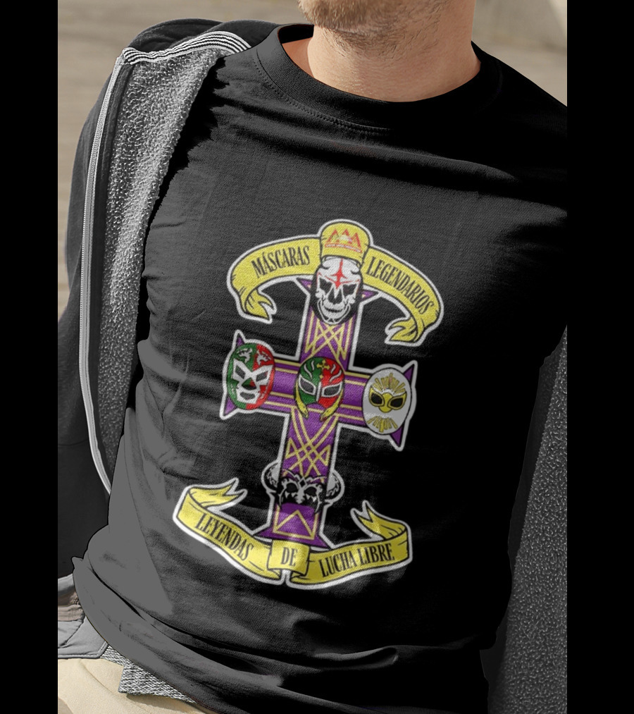 Máscaras Legendarios Leyendas De Lucha Libre Cross Skulls And Masks T-Shirt