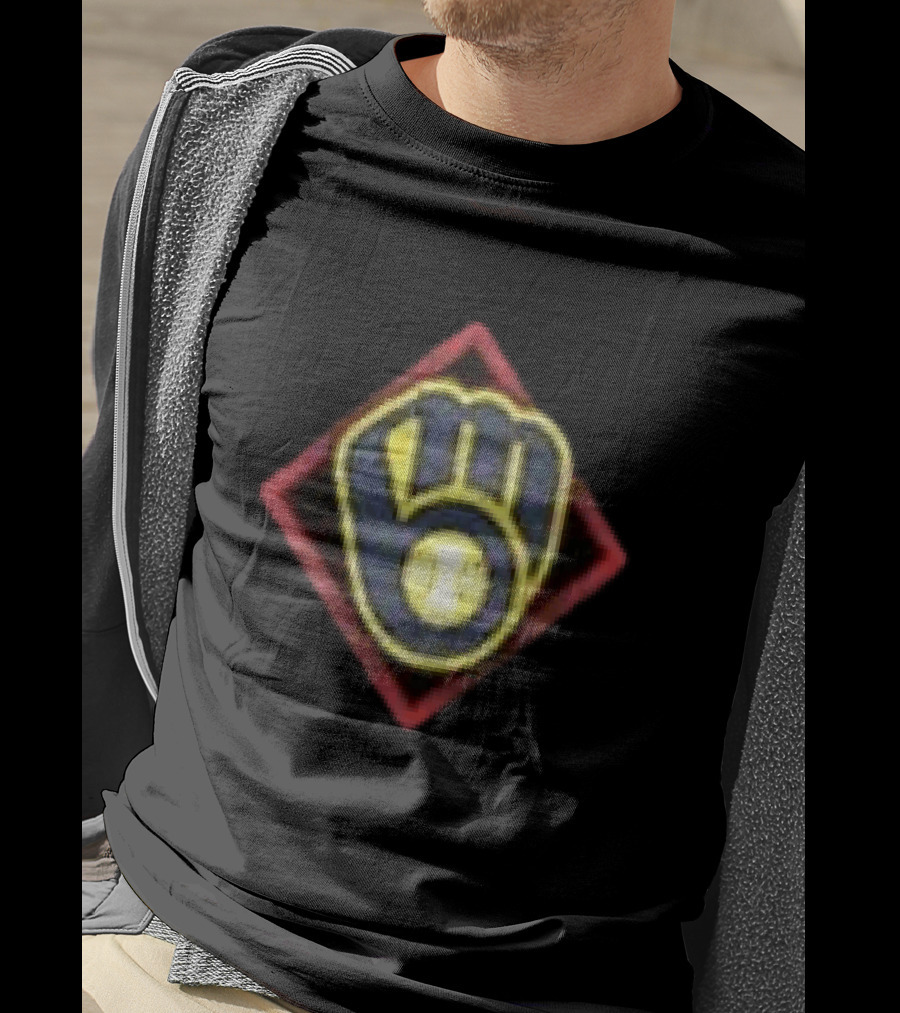 Milwaukee Brewers America's Pastime Black Americana Baseball Glove T-Shirt