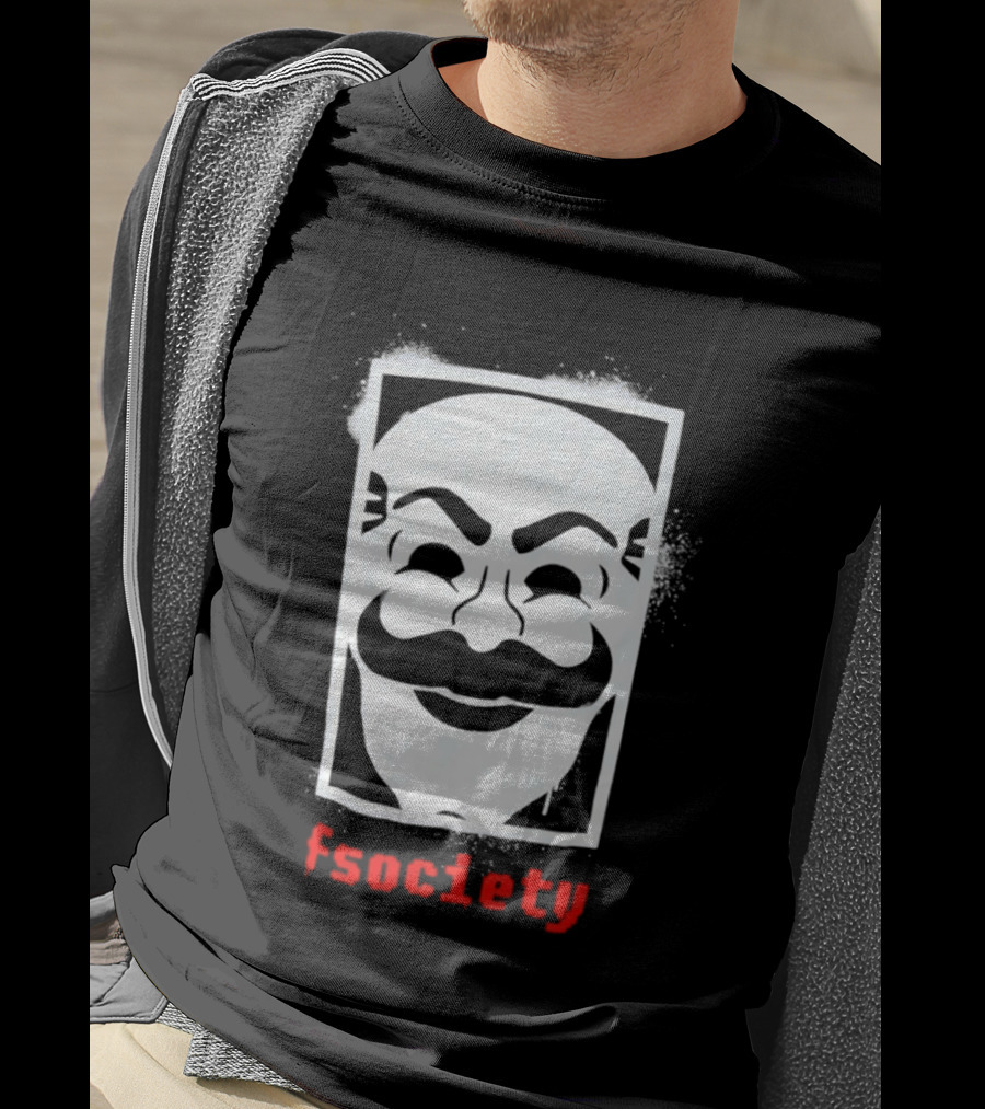 Mr Robot Fsociety Mask White Face Red T-Shirt