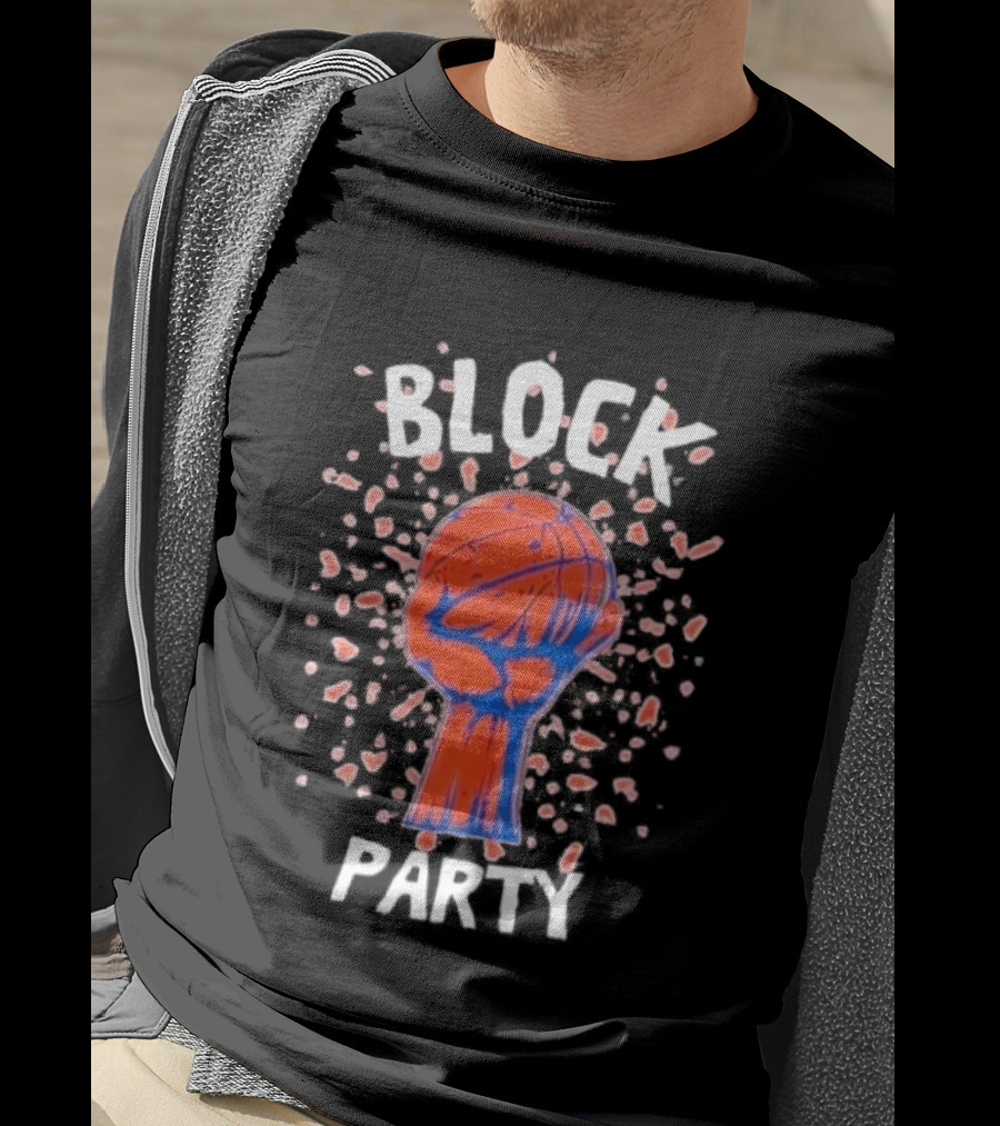 New York Knicks Block Party Basketball Fist Burst T-Shirt