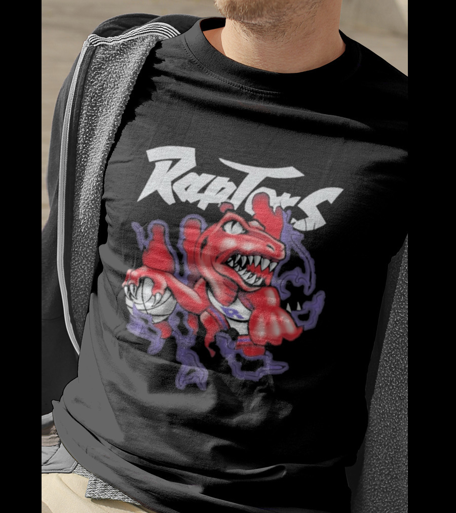 Raptors Purple Cartoon Dinosaur With Basketball T-Shirt
